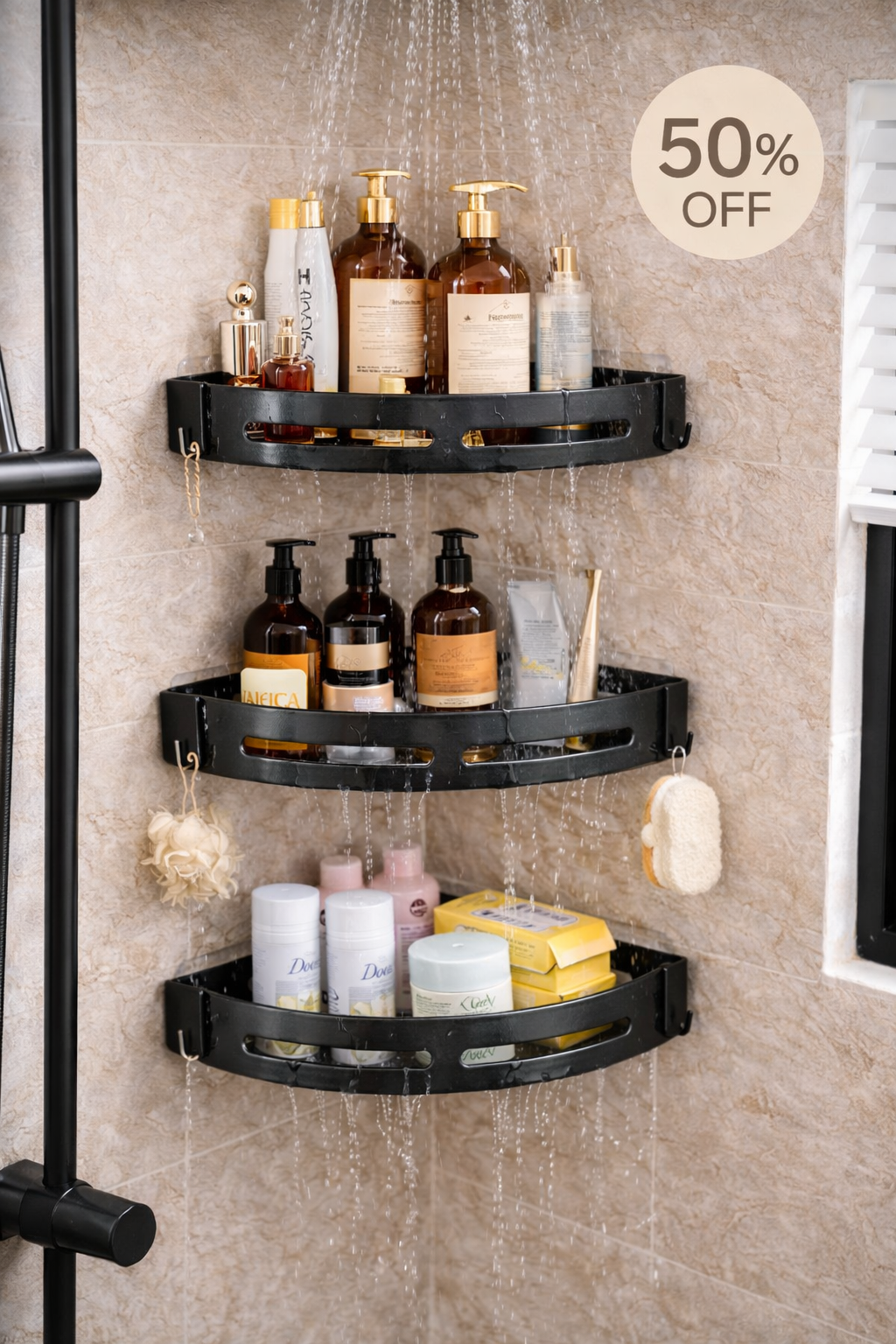 Shower Organizer Set – No-Drill 3-Piece Bathroom Shelf
