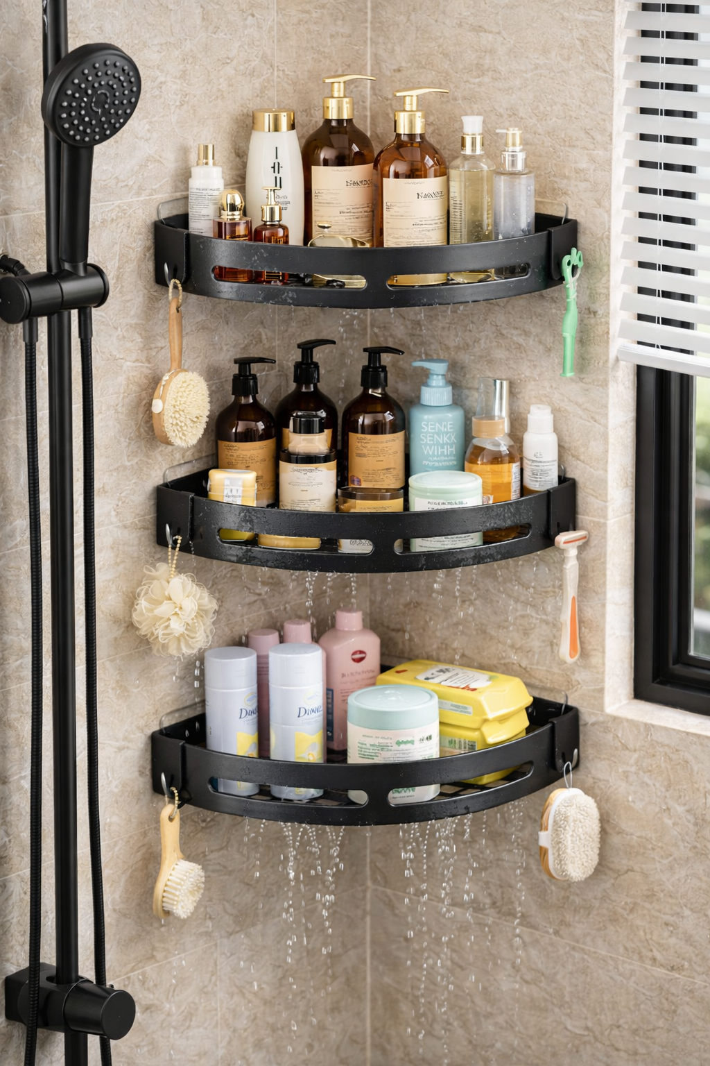 Shower Organizer Set – No-Drill 3-Piece Bathroom Shelf